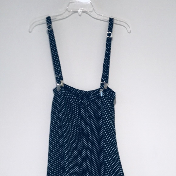 Forever 21 NWOT Polka Dot Navy suspender skirt - Picture 2 of 3